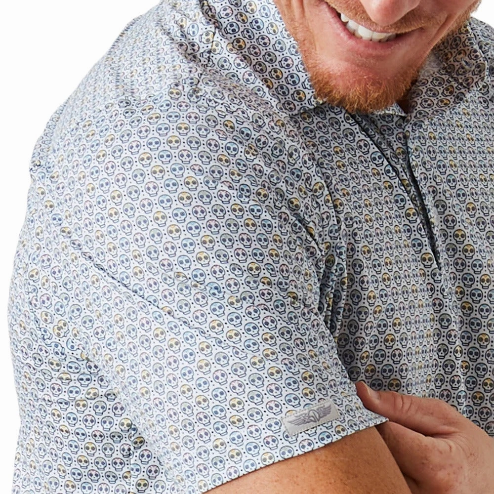 Straight Down Los Muertos Golf Polo White - FW24 Men