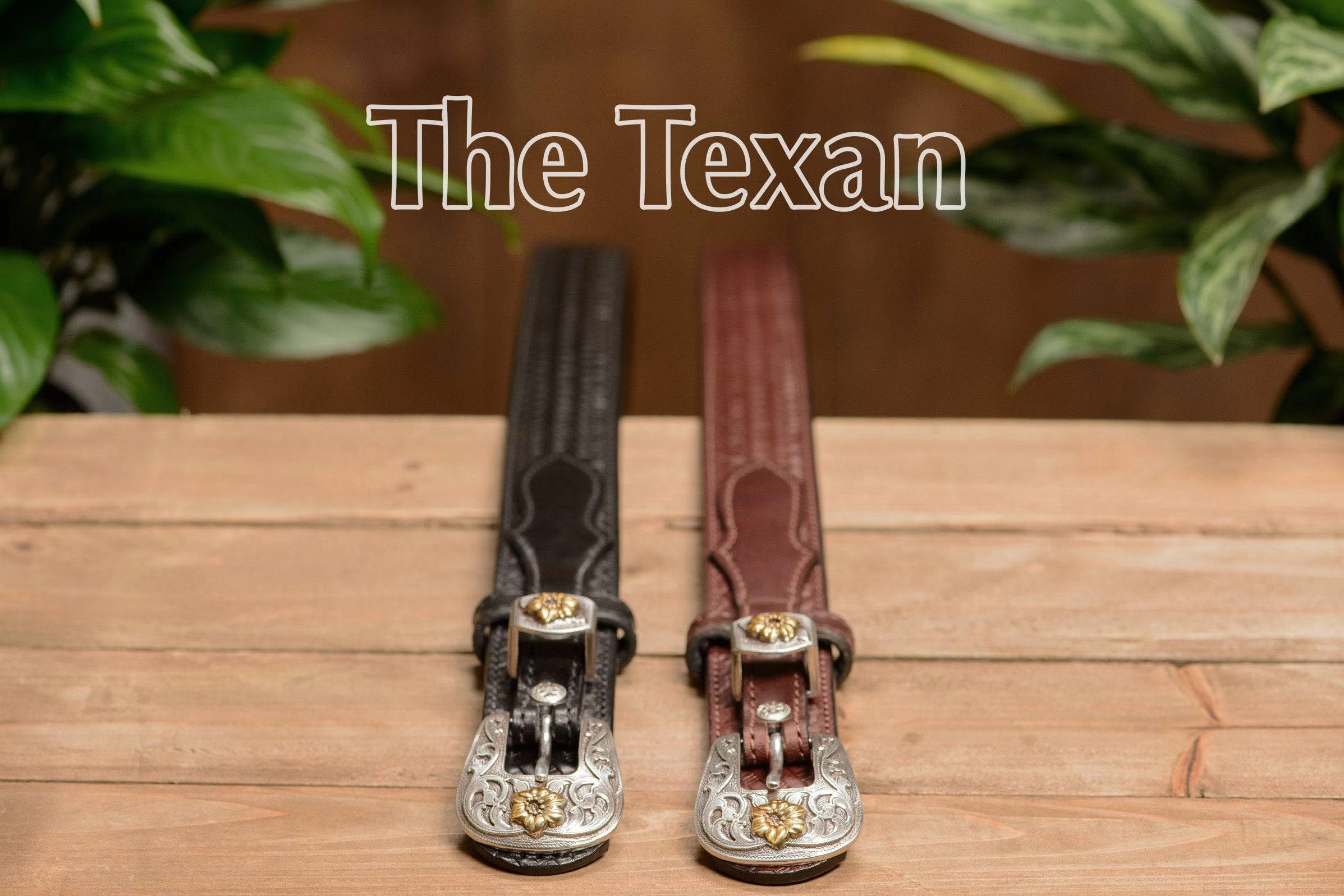 The Texan: Brown Stitched Basket Weave Western Ranger 1.50"