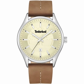 Timberland Men's Watch - Classic Beige Dial Tan Leather Strap Date | TDWGB9001003