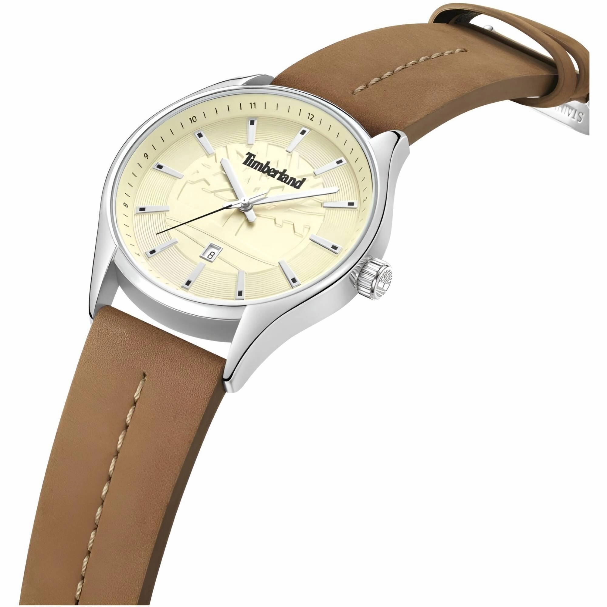 Timberland Men's Watch - Classic Beige Dial Tan Leather Strap Date | TDWGB9001003