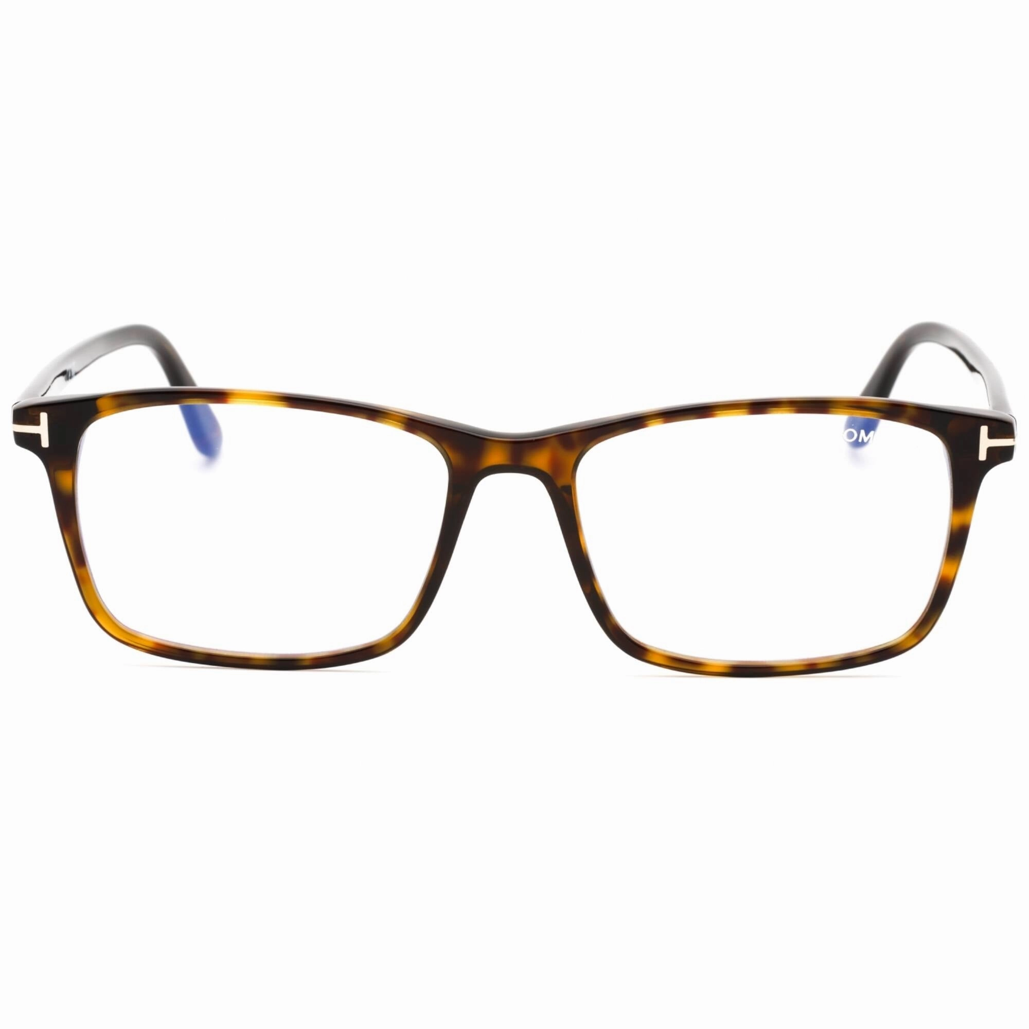 Tom Ford Men's Eyeglasses - Dark Havana Plastic Square Full Rim Frame | FT5584-B 052