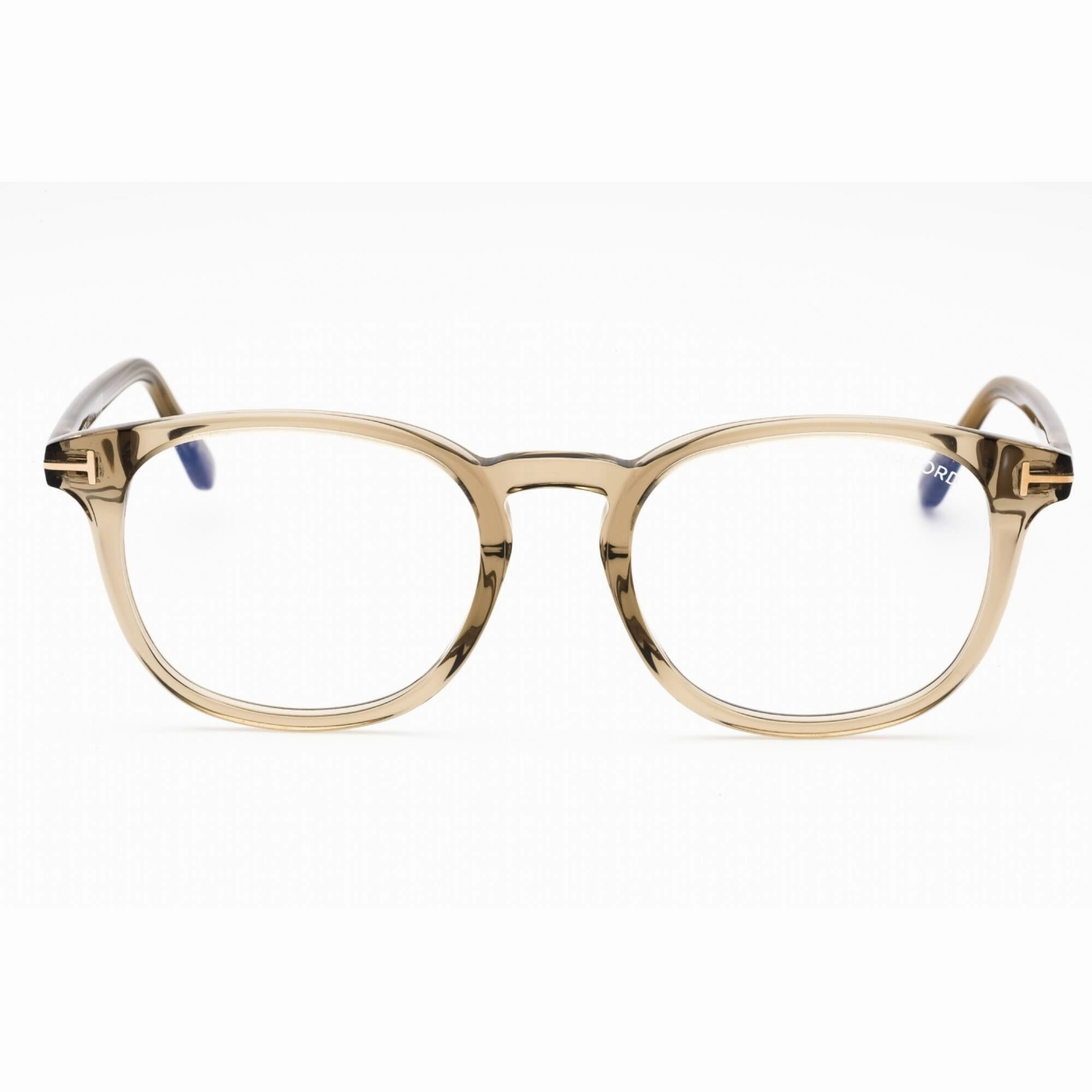 Tom Ford Men's Eyeglasses - Shiny Beige Oval Plastic Full Rim Frame | FT5819-B 057