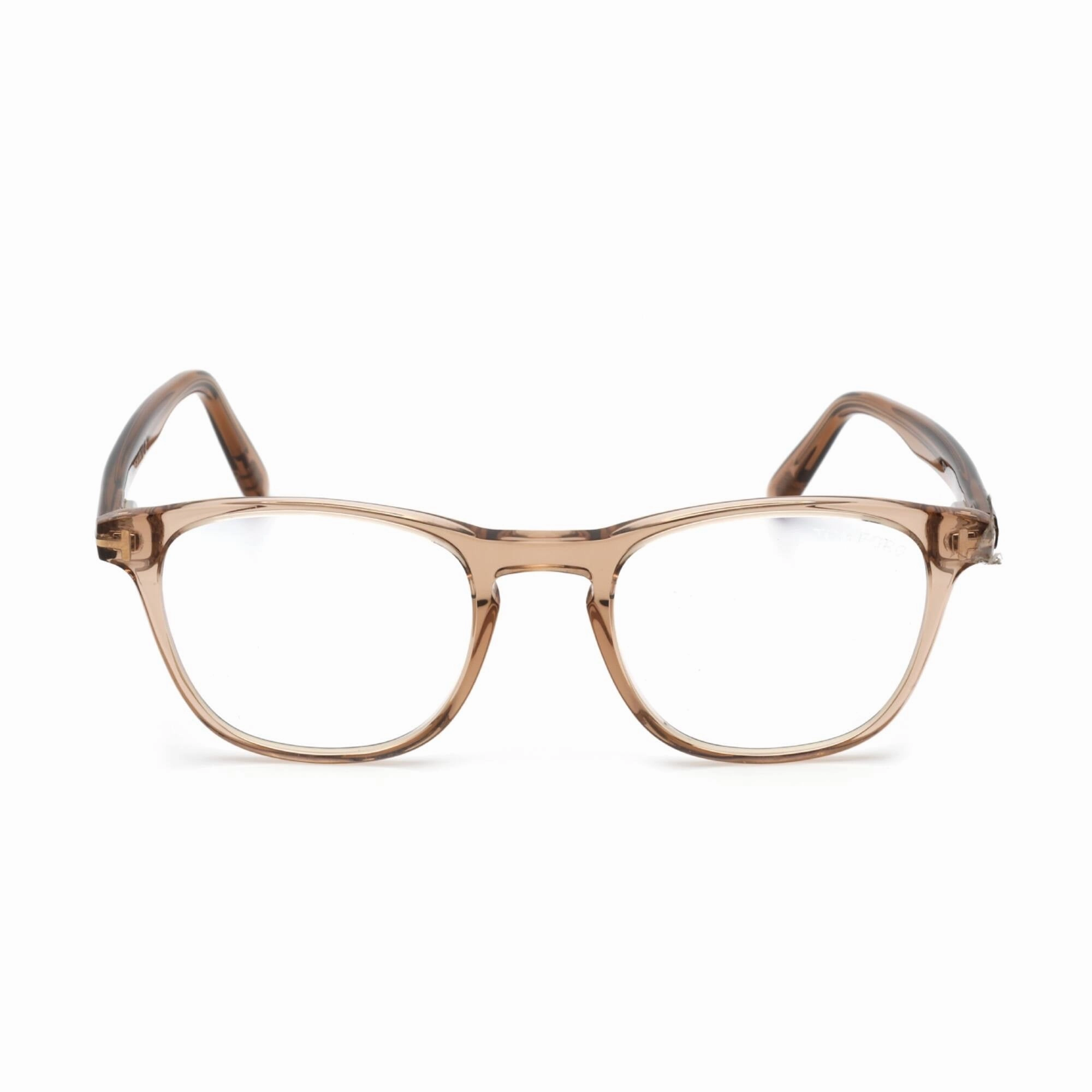 Tom Ford Men's Eyeglasses - Shiny Light Brown Acetate Square Full Rim | FT5625-B 045