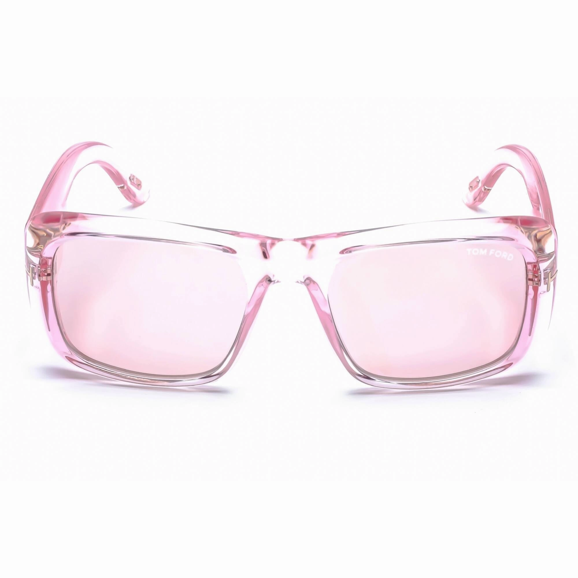 Tom Ford Sunglasses - Transparent Rose Plastic Rectangular Shape Frame | FT0731 72Y