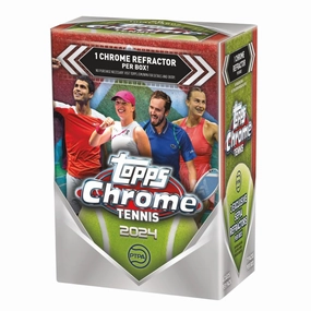Topps TN24TPCHRTENNISBXBL 2024 Topps Chrome Tennis Blaster Box 7 Packs 28 Cards Refractor Sepia