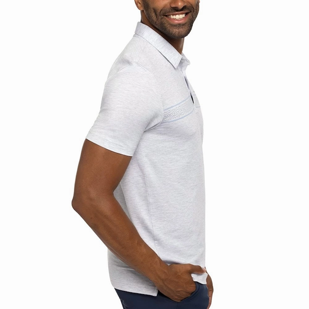 TravisMathew Local Time Golf Polo Heather Light Gray - SS23 Men