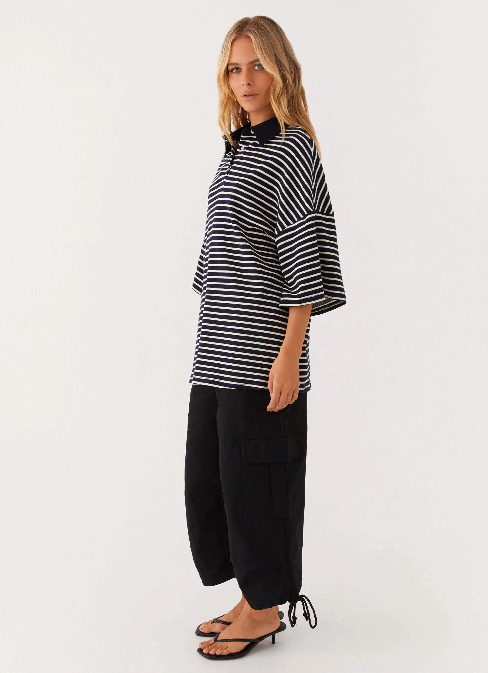 Undefeated Oversized Polo Top - Stripe