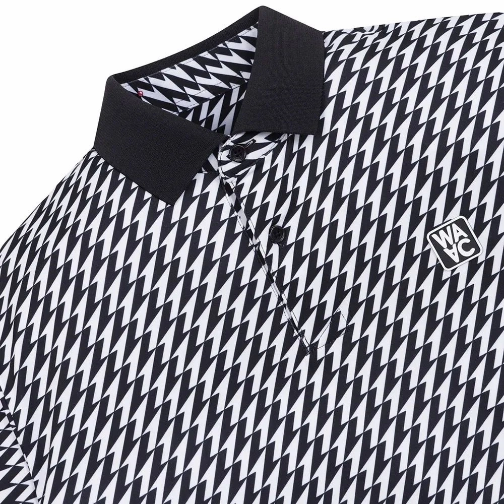WAAC Athletic Arrow Rib Collar Golf Polo Black - SS24 Men