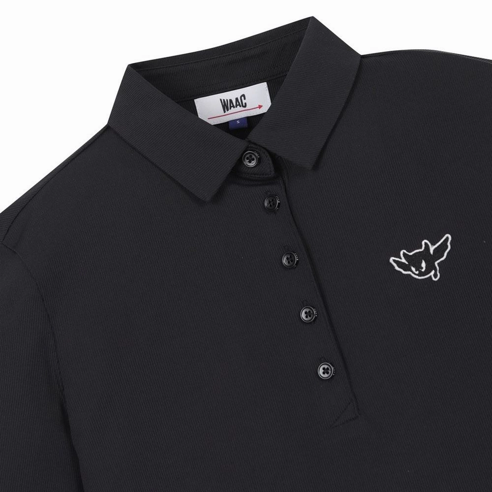 WAAC Athletic Ribbed Slim Golf Polo Black - SS24 Women