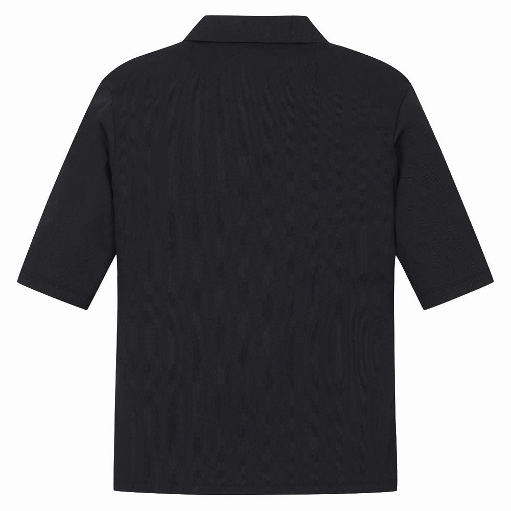 WAAC Athletic Ribbed Slim Golf Polo Black - SS24 Women