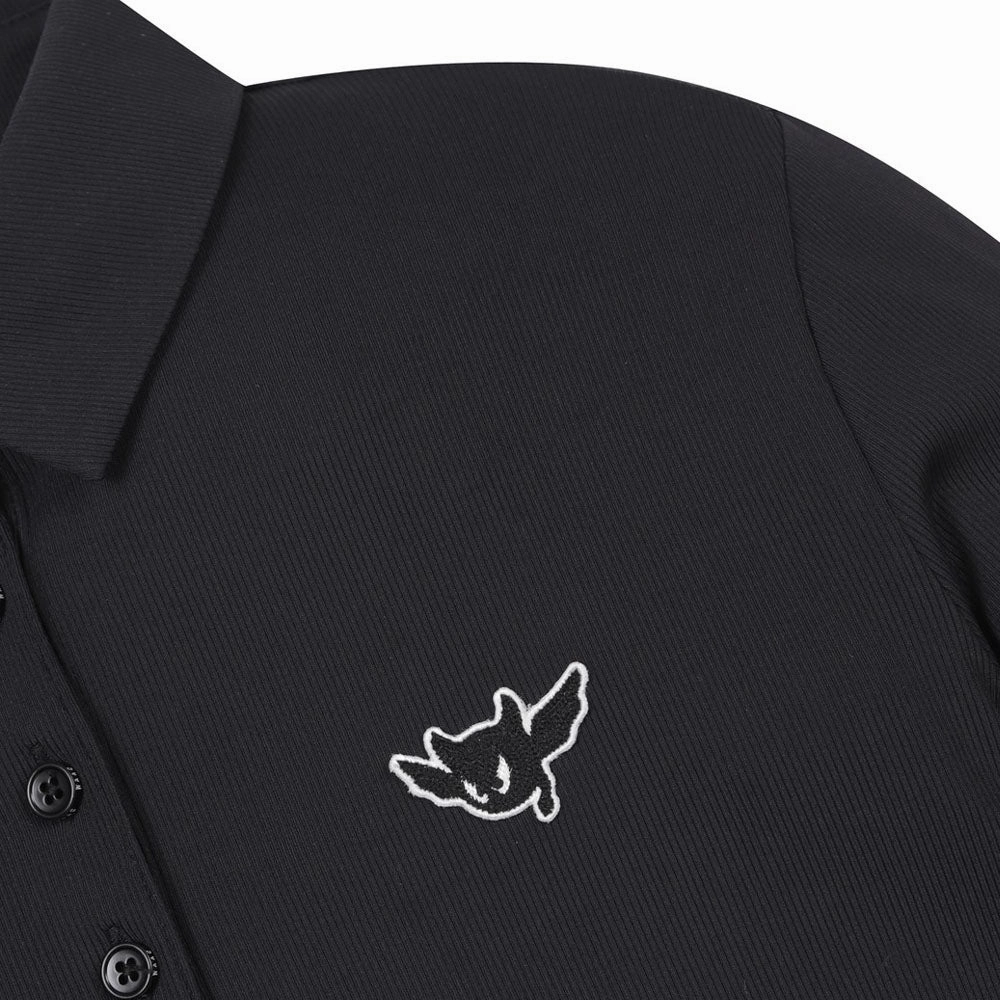 WAAC Athletic Ribbed Slim Golf Polo Black - SS24 Women