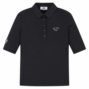 WAAC Athletic Ribbed Slim Golf Polo Black - SS24 Women