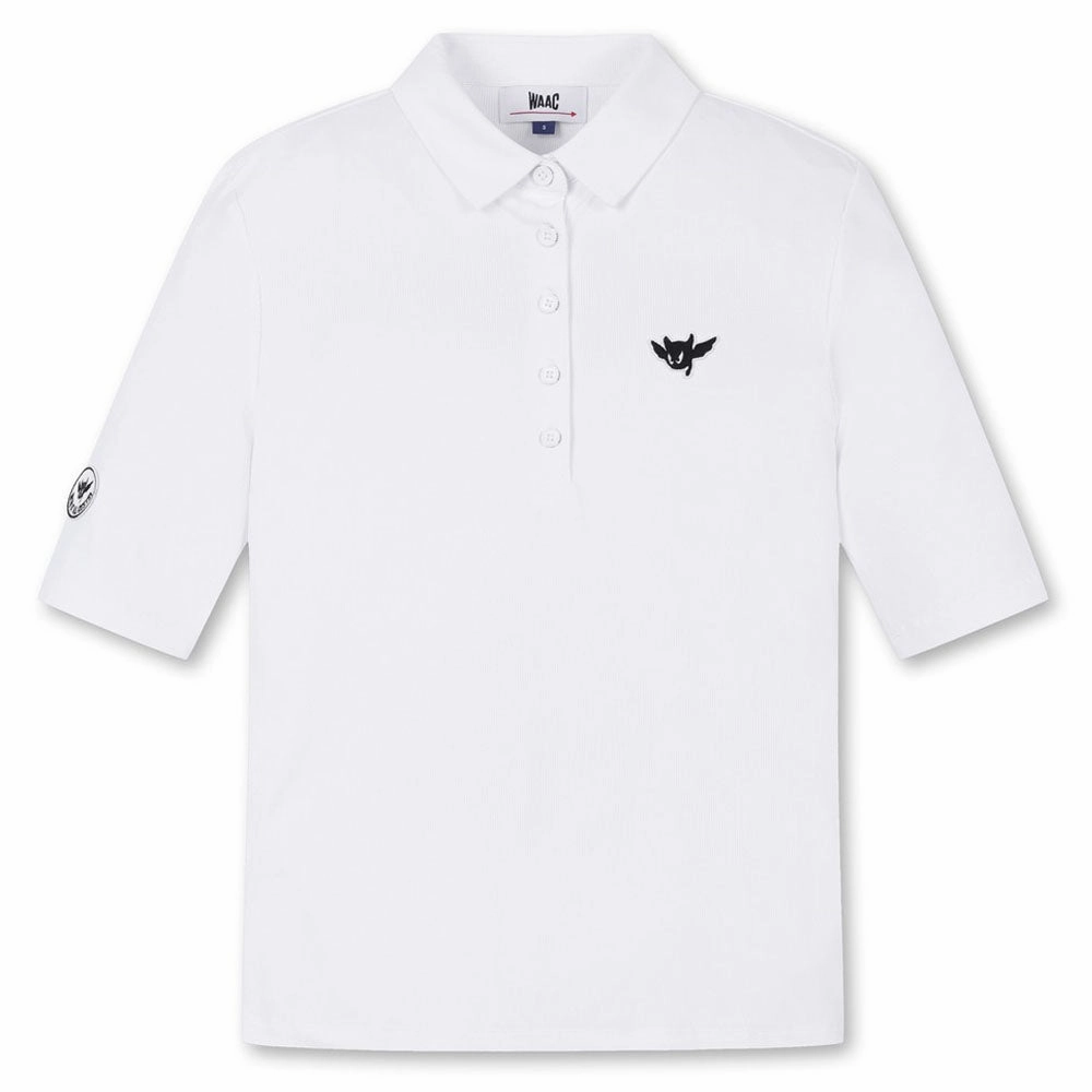 WAAC Athletic Ribbed Slim Golf Polo White - SS24 Women