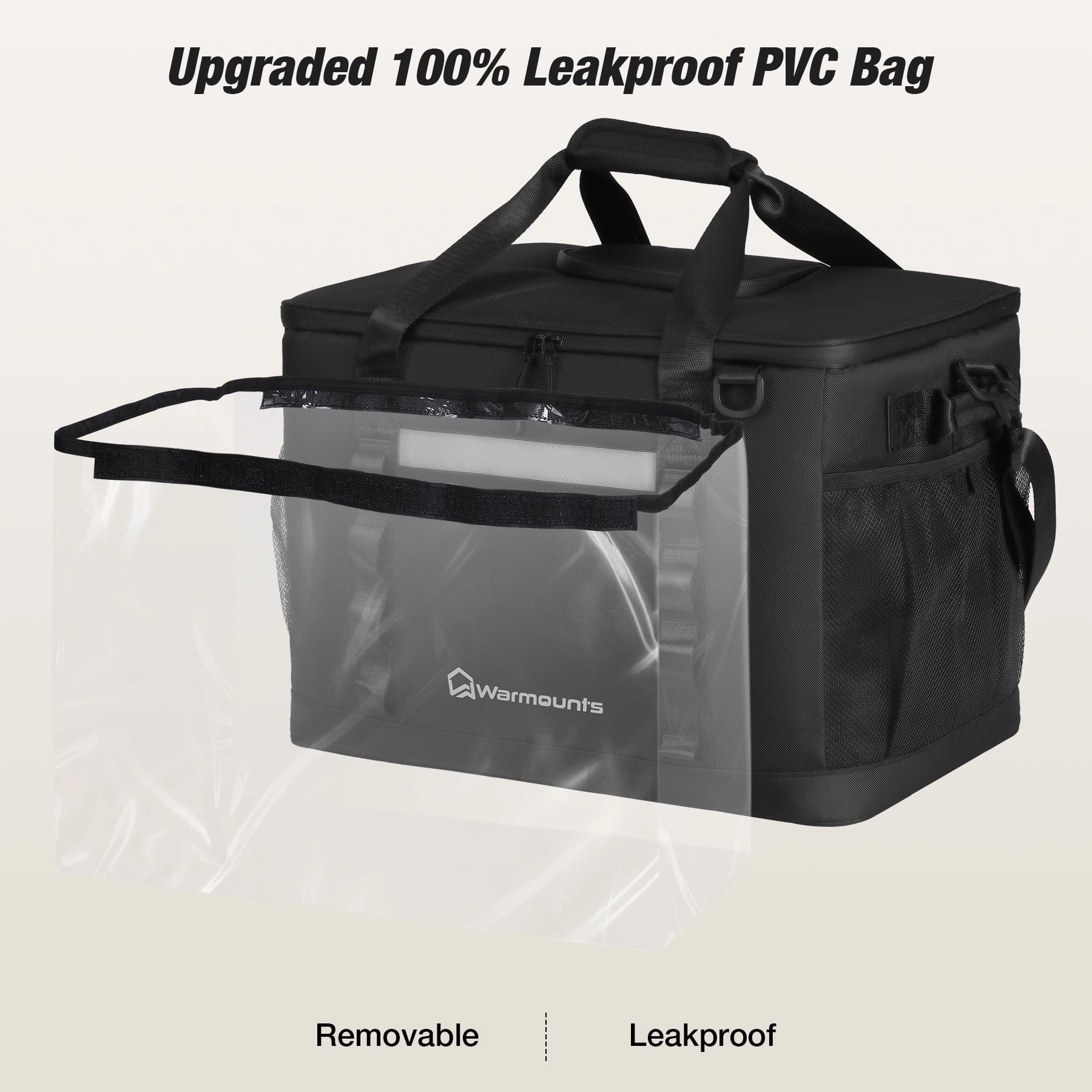 Warmounts Camping Cooler Bag & Insulated Bag 2 in 1, 75 Cans With Insulating Cover, 50 L Black