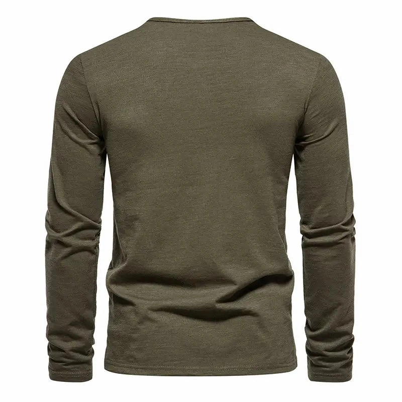 West Louis™ Long Sleeved Henley Collar T-shirts